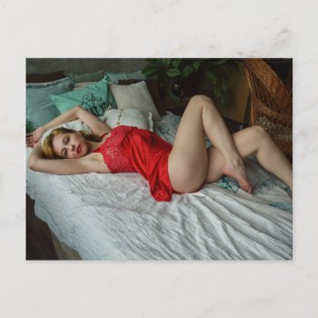 Red Lingerie Model Photography  Postcard by TheTimeCapsule at Zazzle
