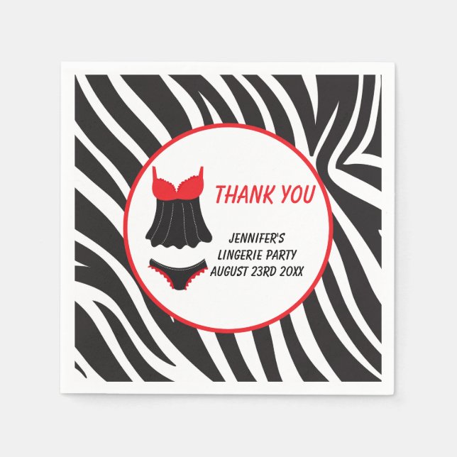 Red Lingerie Party Thank You Napkins (Front)