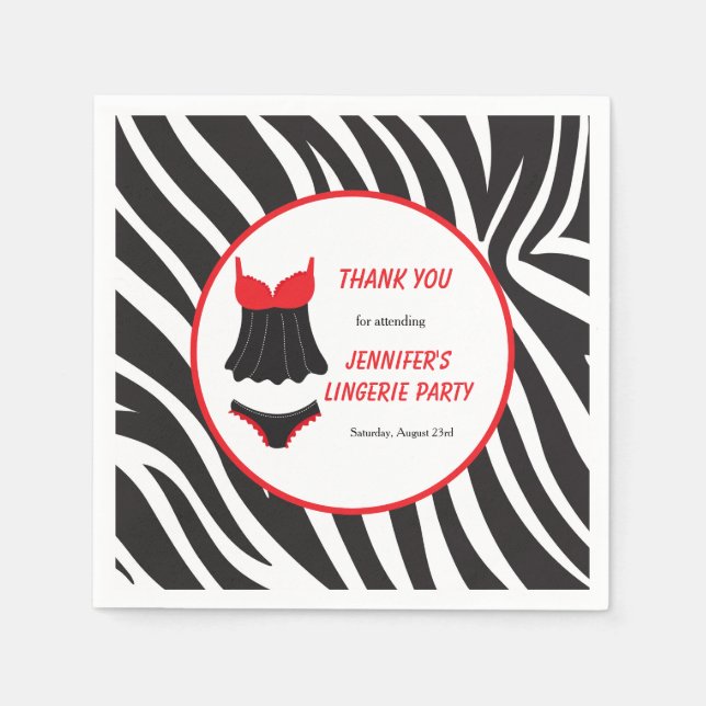 Red Lingerie Party Thank You Napkins (Front)