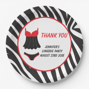 Red Lingerie Party Thank You Paper Plates