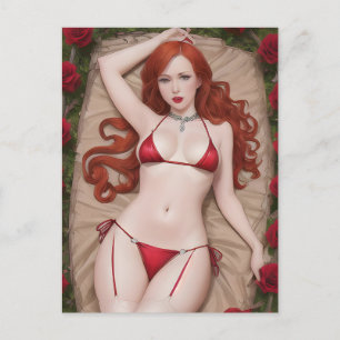 Red Lingerie Postcard