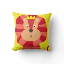 Red Lion on Yellow Polka Dot Throw Pillow