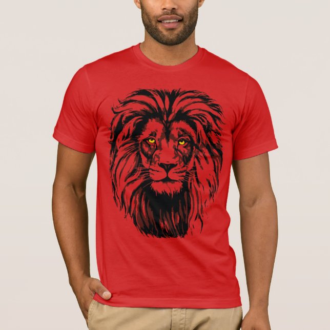 Red Lion T-Shirt | Colorful Lion Drawing (Front)