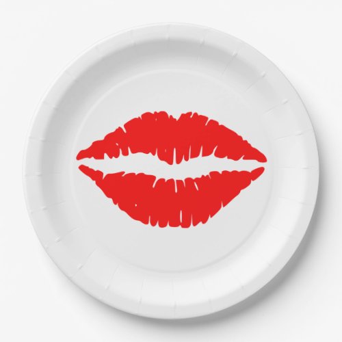 Red Lip Print Party Paper Plate