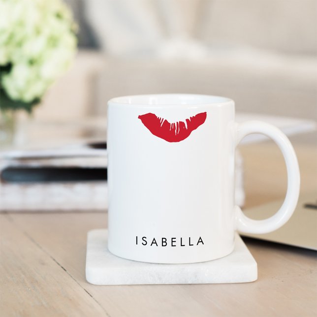 Red Lip Print Personalized Coffee Mug (Creator Uploaded)