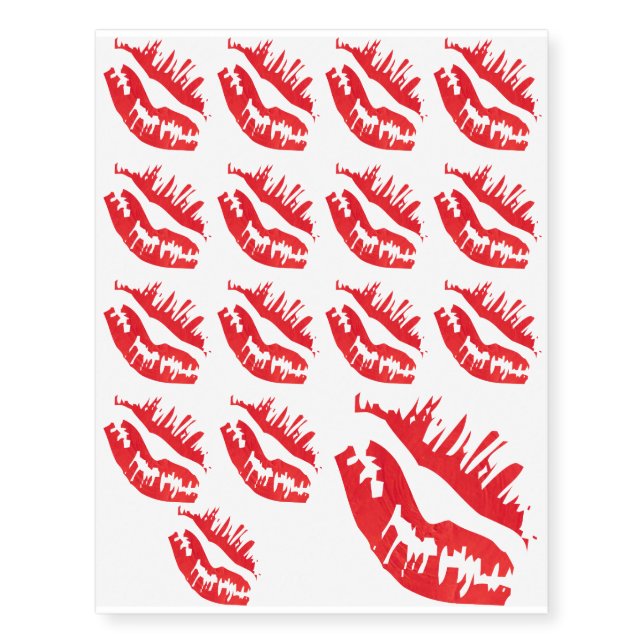 Red Lip Retro Temporary Tattoos (Front)