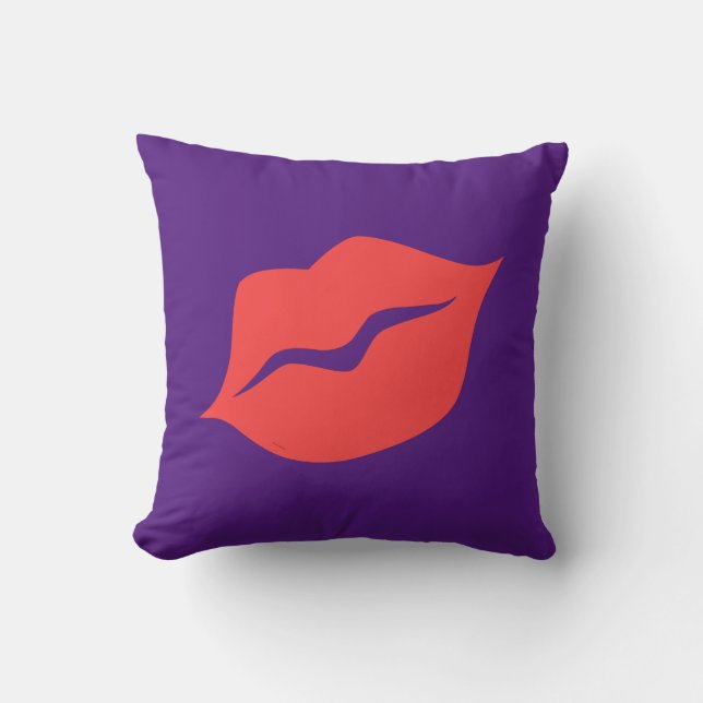 Red Lips 16"x16" Square Decorative Throw Pillow (Front)