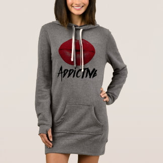 Red Lips Addictive Women's Sweatshirt Dress