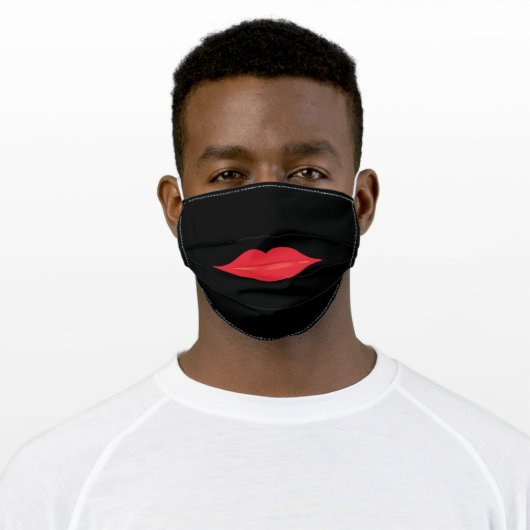 Red Lips Adult Cloth Face Mask (Worn)