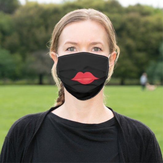 Red Lips Adult Cloth Face Mask (Outside)