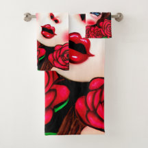 Red Lips and Red Roses Pattern