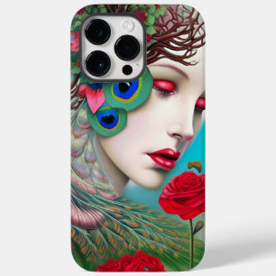 Red Lips and Roses Peacock Abstract Case-Mate iPhone 14 Pro Max Case