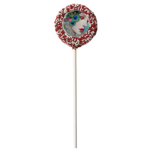 Red Lips and Roses Peacock Abstract   Chocolate Covered Oreo Pop