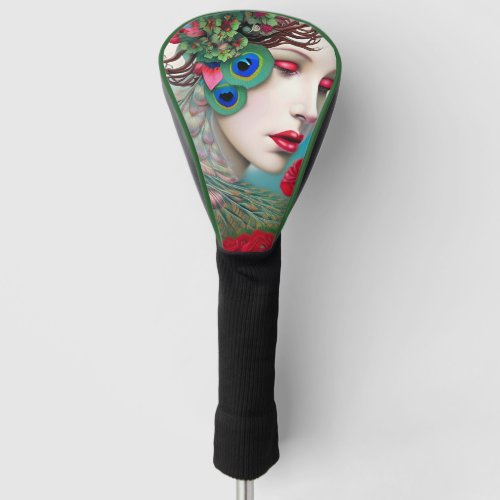 Red Lips and Roses Peacock Abstract  Golf Head Cover