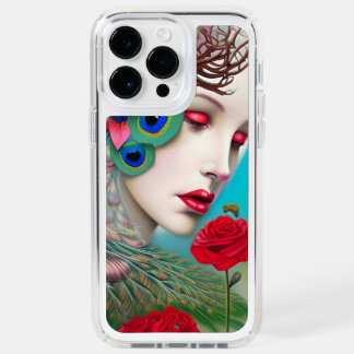 Red Lips and Roses Peacock Abstract Speck iPhone 14 Pro Max Case