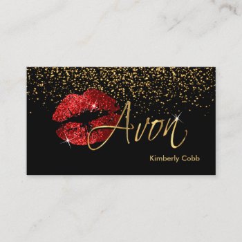 Red Lips - Avon Business Card by DesignsbyDonnaSiggy at Zazzle