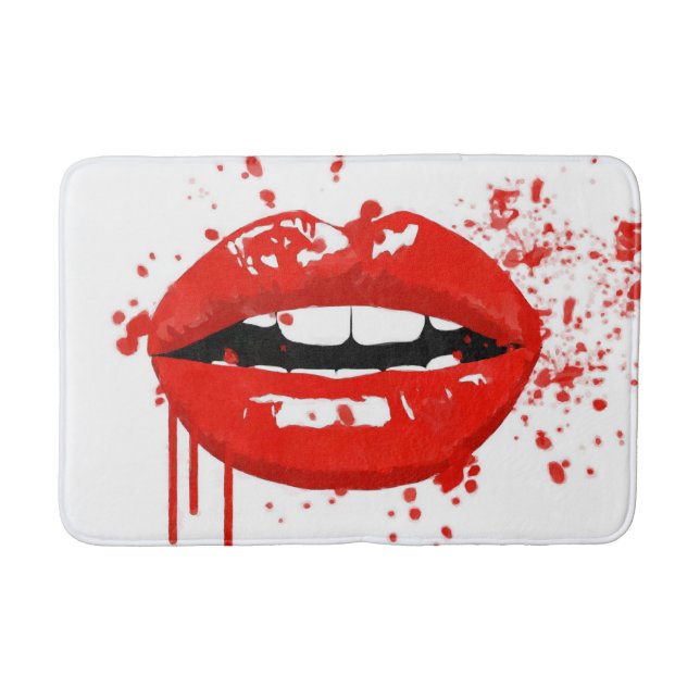 Red lips beauty fashion makeup kiss bathroom mat (Front)