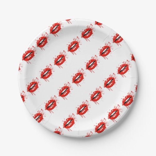 Red lips beauty makeup kiss glamour paper plates