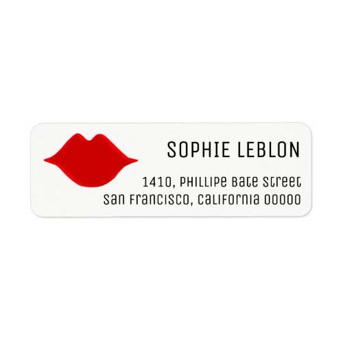 red lips beauty salon address label with name