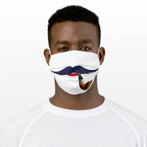 Red Lips _ Big Black Mustache withe Smoking Pipe Adult Cloth Face Mask
