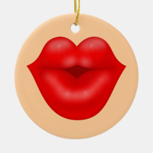 Red lips big kiss ceramic ornament