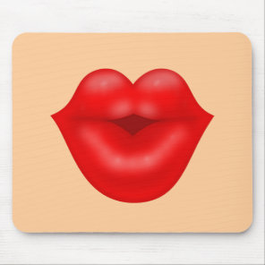 Red lips big kiss mouse pad