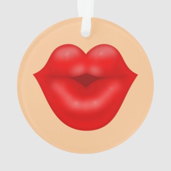 Red Lips Big Kiss Ornament by sumwoman at Zazzle