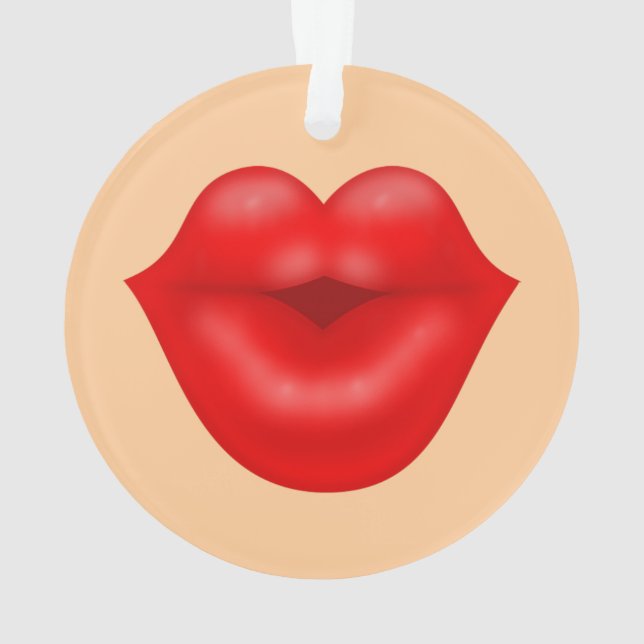Red lips big kiss ornament (Back)