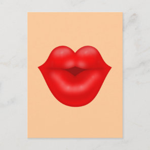 Red lips big kiss postcard