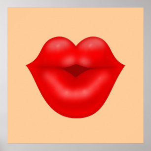 Red lips big kiss poster