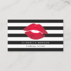 Red Lips Black White Stripes Modern Makeup Artist