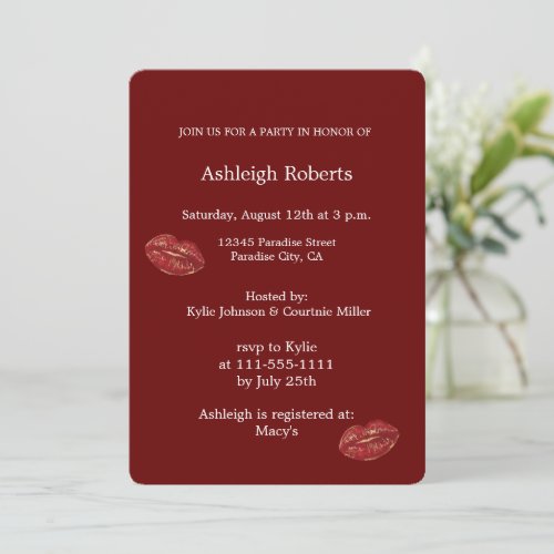 Red Lips Bridal Shower Invitation