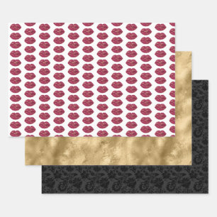 Red Lips Bridal Shower Wrapping Paper Sheets