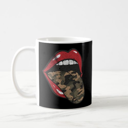 Red Lips Camo Tongue Camouflage Military Trendy Gr Coffee Mug