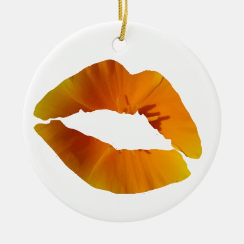 Red Lips  Circle Ornament