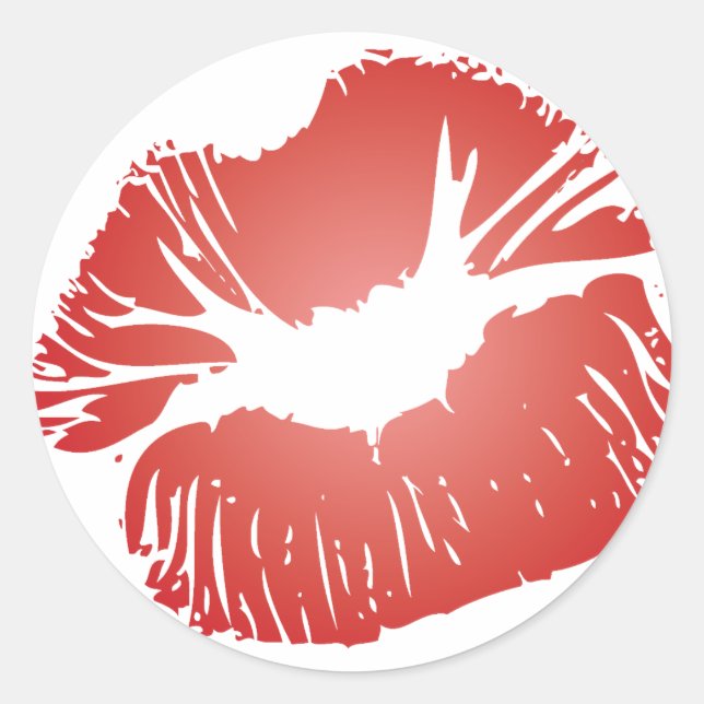 Red Lips Classic Round Sticker (Front)
