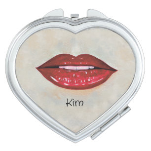 Red Lips  Compact Mirror