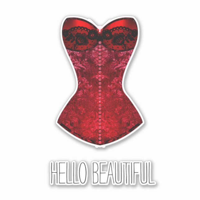 Red Lips Corset  Sticker (Front)