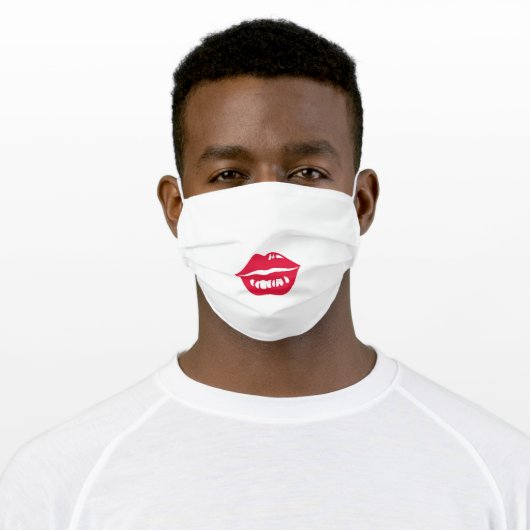 Red Lips Cute Girly Kiss Lipstick Trendy Custom Adult Cloth Face Mask (Worn)