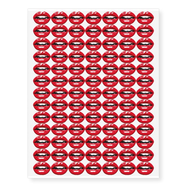 Red Lips Design Temporary Tattoos (Front)