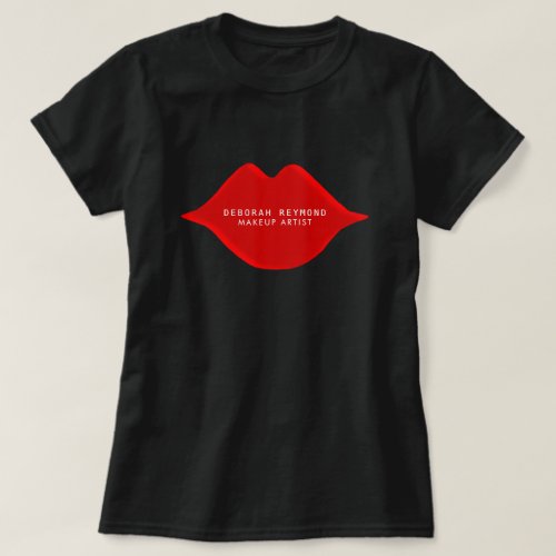 red lips for a makeup artist beauty black T_Shirt