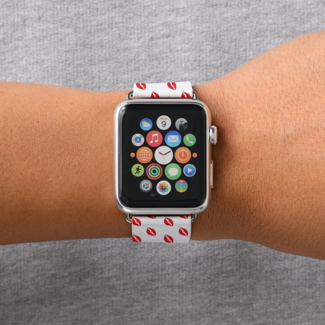 Red lips girly pattern watch band (In Situ)
