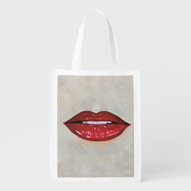 Red Lips  Grocery Bag (Front)