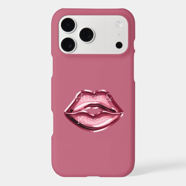 Red Lips Hugs Kisses iPhone Case (Back)