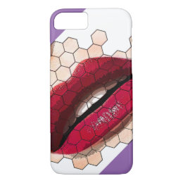 Red lips Iphone case on customized background colo