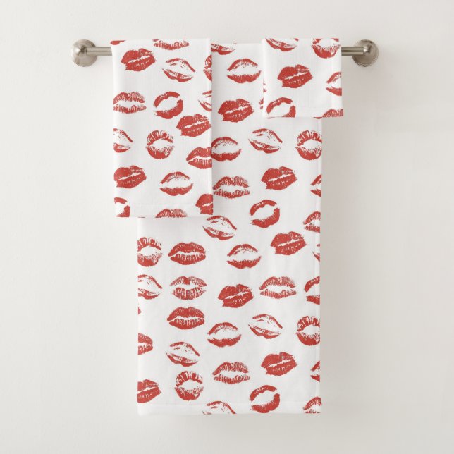 Red Lips Kiss Bath Towel Set (Insitu)
