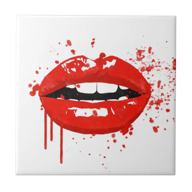 Red Lips Kiss Beauty Fashion Makeup Ceramic Tile Zazzle