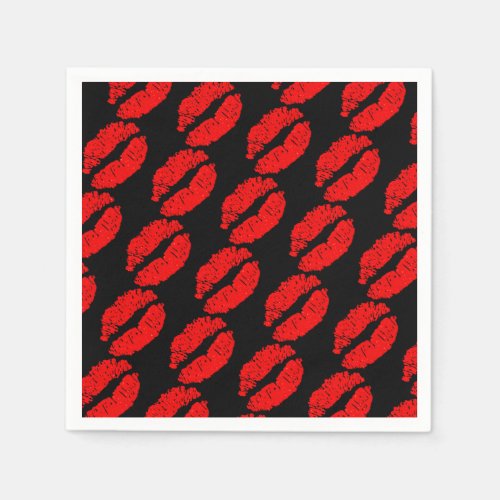 Red Lips Kiss Beauty Makeup Birthday Party Napkins