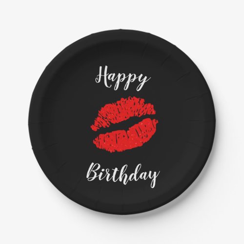 Red Lips Kiss Beauty Makeup Birthday Party Paper Plates