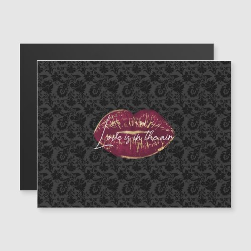 Red Lips Kiss Black Floral